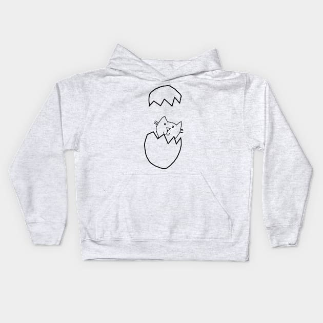 Minimal Cute Cat Popping Out of Easter Egg Kids Hoodie by ellenhenryart